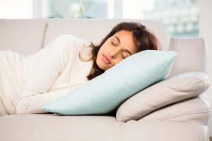 young woman taking a nap.